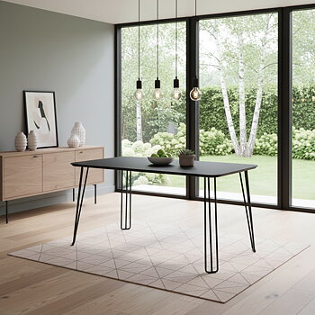 Matbord 130x74 cm, stål svart