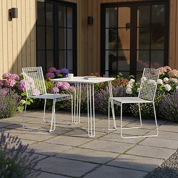 Matbord/Cafèbord 72x72 cm, stål vit