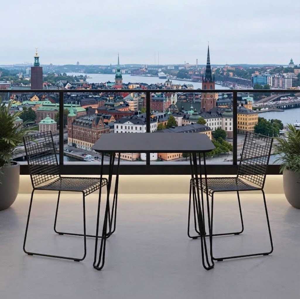 Matbord/Cafèbord 72x72 cm, stål svart