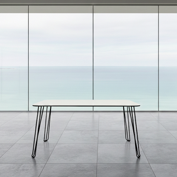 Matbord 129x74 cm, kompaktlaminat, svarta ben