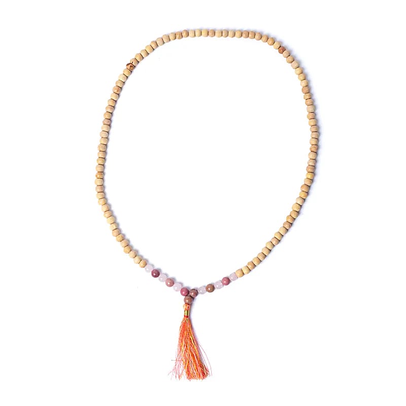 Tulsi mala med tulit/rosenkvarts AA-kvalitet i påse - 3
