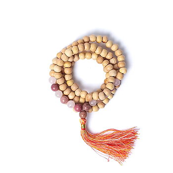 Tulsi mala med tulit/rosenkvarts AA-kvalitet i påse