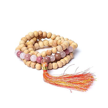 Tulsi mala med tulit/rosenkvarts AA-kvalitet i påse