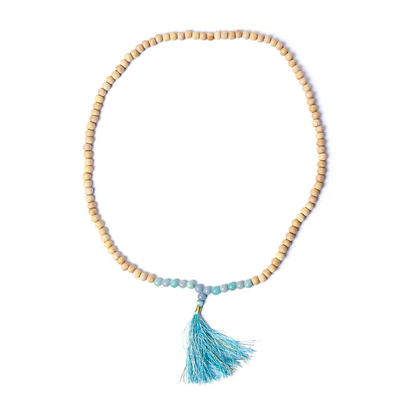 Tulsi mala med angelite/amazonite AA-kvalitet i påse - 3