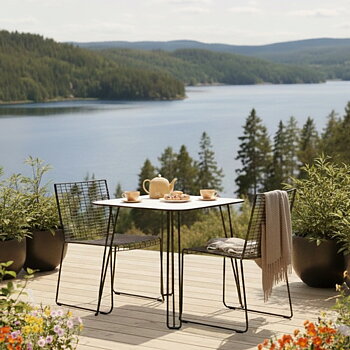 Matbord/Cafèbord 72x72 cm, kompaktlaminat, svarta ben