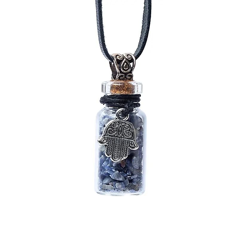 Presentflaska i glas, lapis lazuli och khamsa