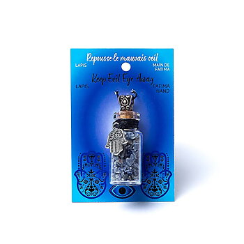 Presentflaska i glas, lapis lazuli och khamsa