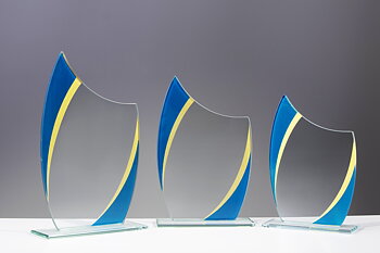 Glasstatyett Sverige /Blå/gul i 3 olika storlekar - Inklusive glasgravyr