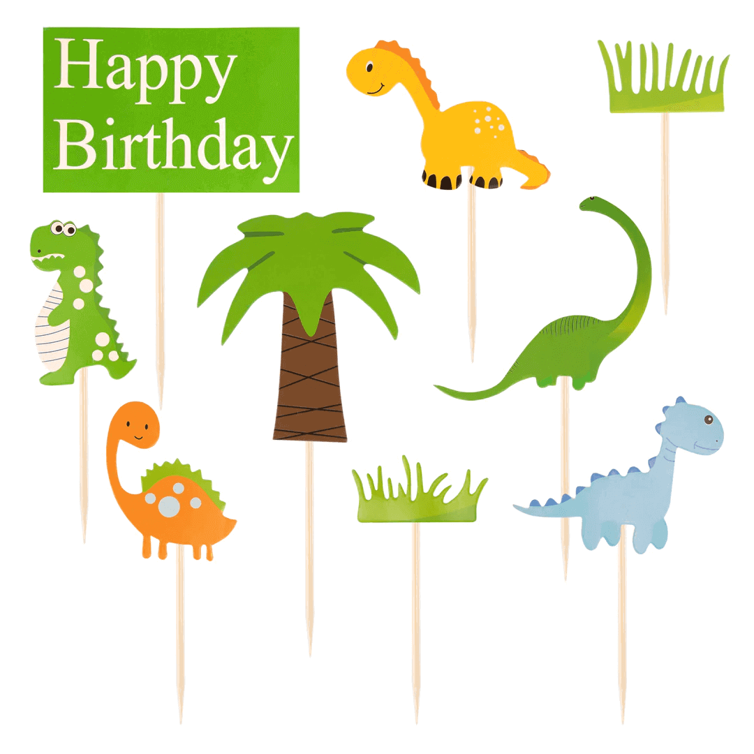 Cake toppers Dinosaurier Happy Birthday  9-pack