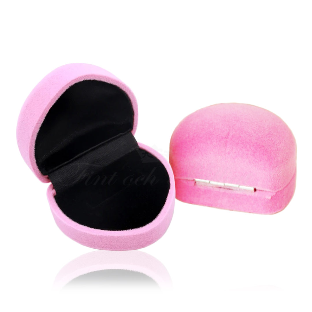 Jewelry box - Pink Heart Velvet 45mm*50mm 1st ring - Pink Heart - 3