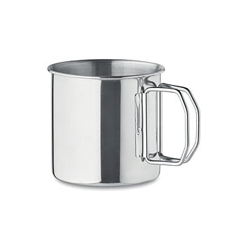Mugg av stål med hopfällbart handtag
