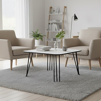 Soffbord 72x72 cm, kompaktlaminat, svarta ben