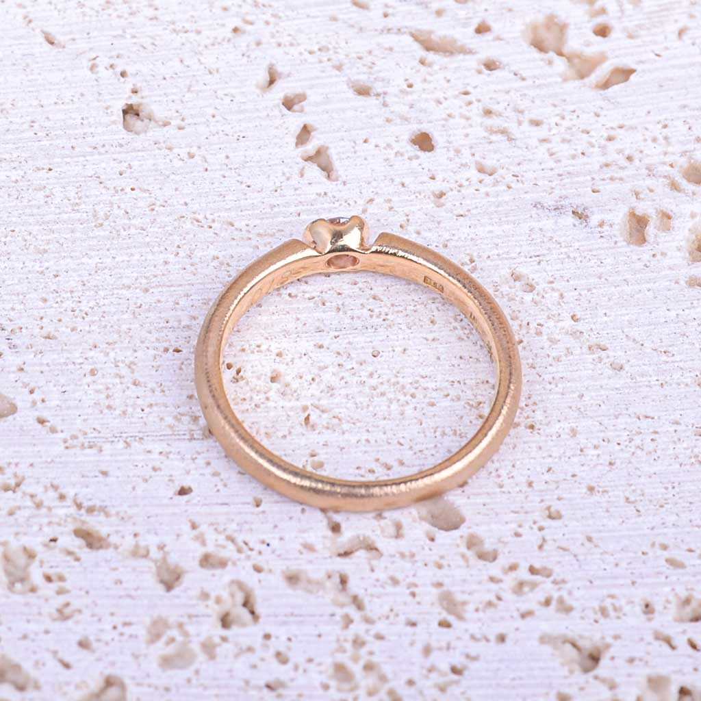 Gold ring 18k matte gold with diamond, Vintage - 4