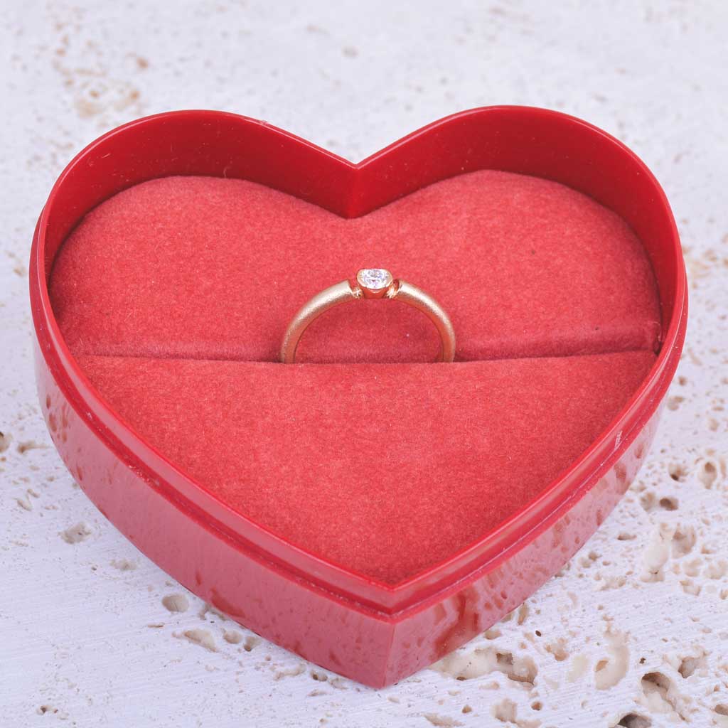 Gold ring 18k matte gold with diamond, Vintage - 3