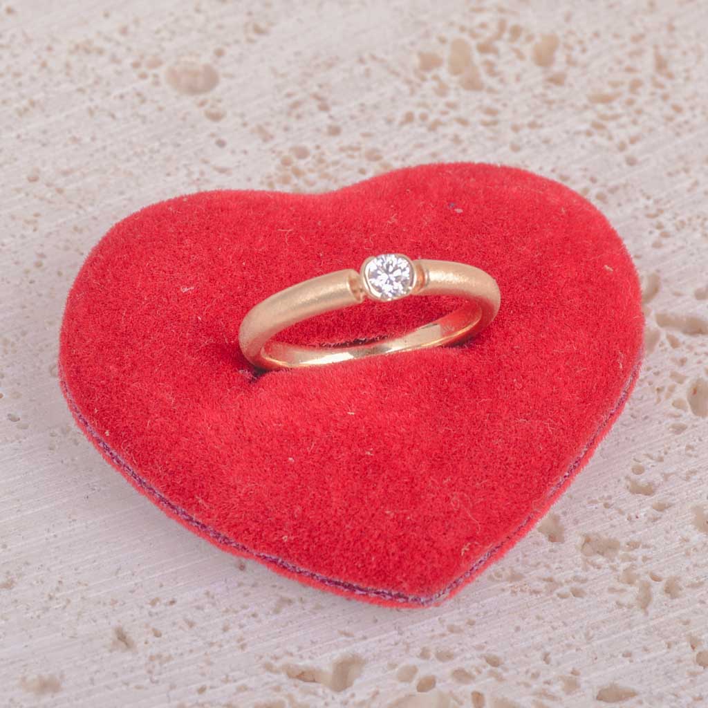 Gold ring 18k matte gold with diamond, Vintage - 2