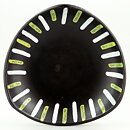 Hjördis Oldfors (Trio 1954) Black Triangular Bowl with White/Yellow Decor 24 cm