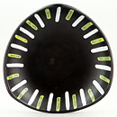 Hjördis Oldfors (Trio 1954) Black Triangular Bowl with White/Yellow Decor 24 cm