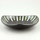 Hjördis Oldfors (Trio 1954) Black Triangular Bowl with White/Yellow Decor 24 cm