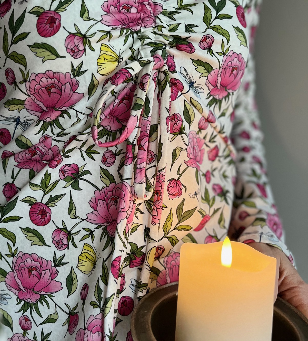 SLUTSÅLT Jerseytyg ekologisk bomull,   "EN DOFT AV PION", metervara  - 5