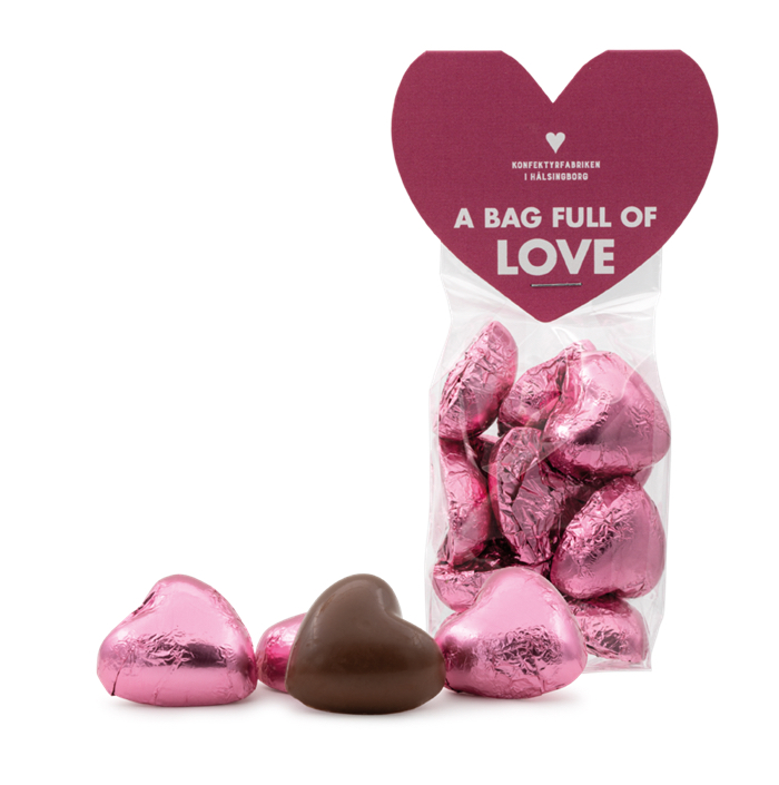 Mjölchokladhjärtan - A BAG FULL OF LOVE