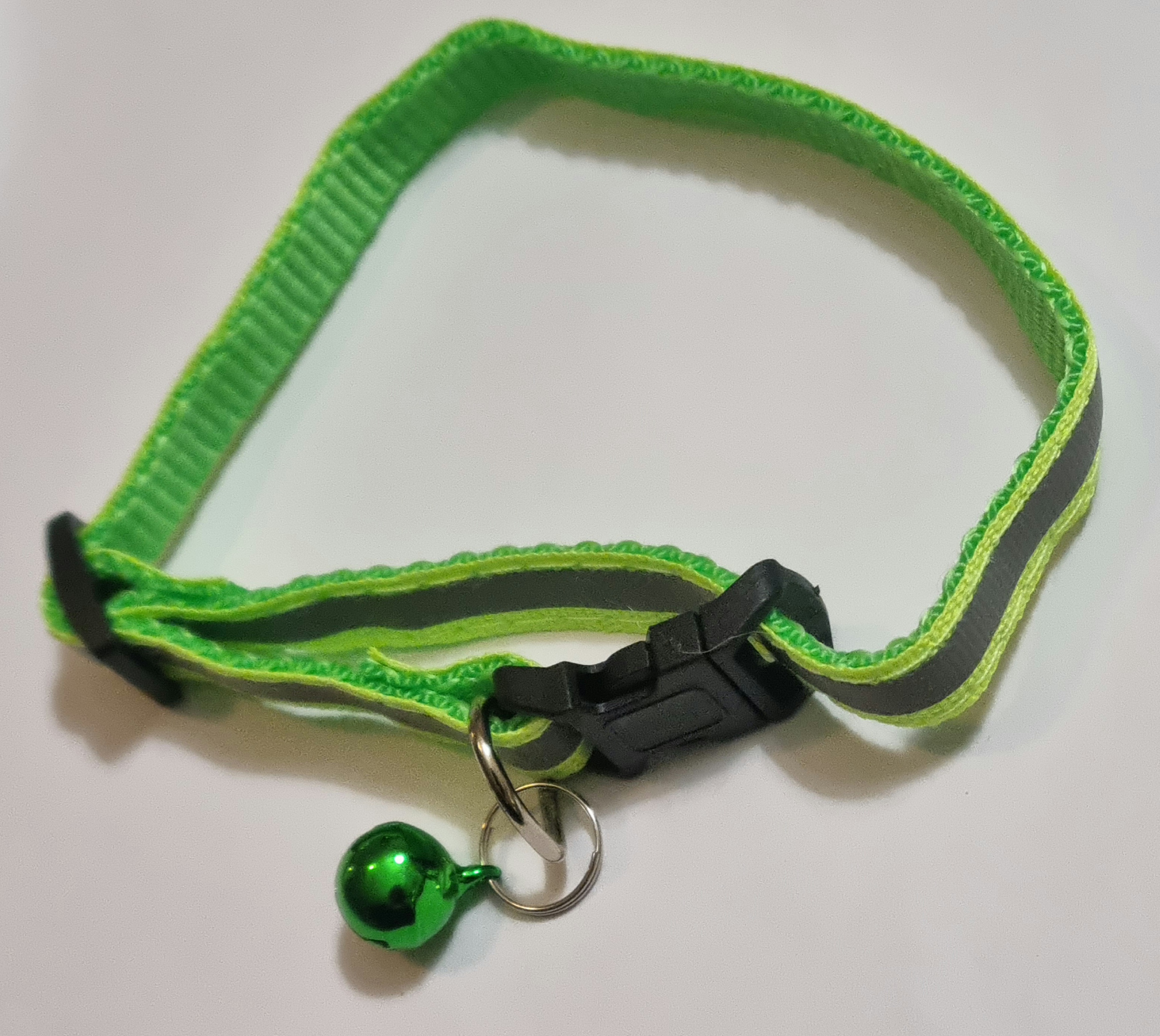 Kattalsband, neongrön, med reflex