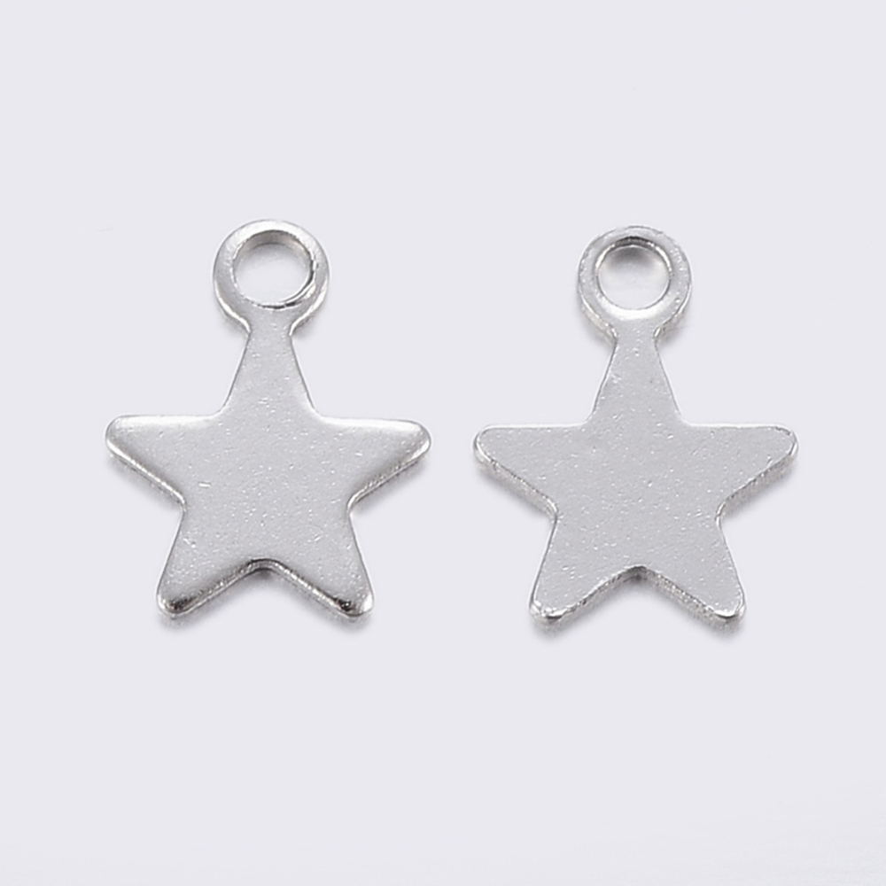 Charm  Stainless steel, star 9mm - 2