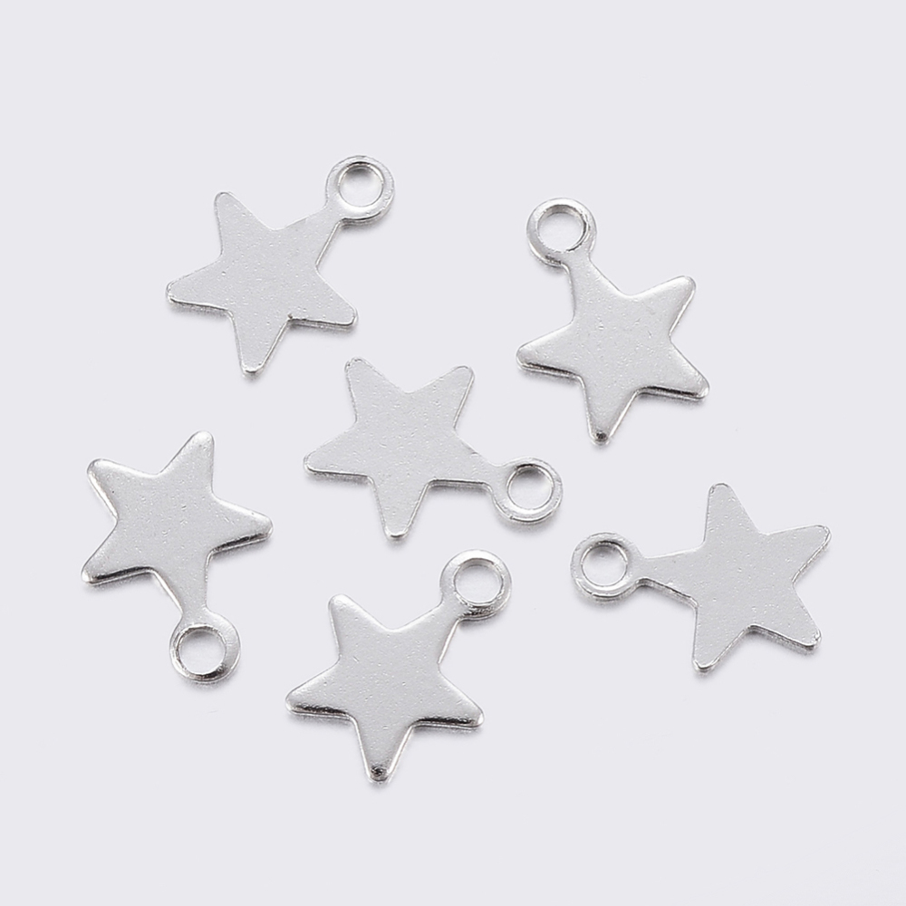 Charm  Stainless steel, star 9mm