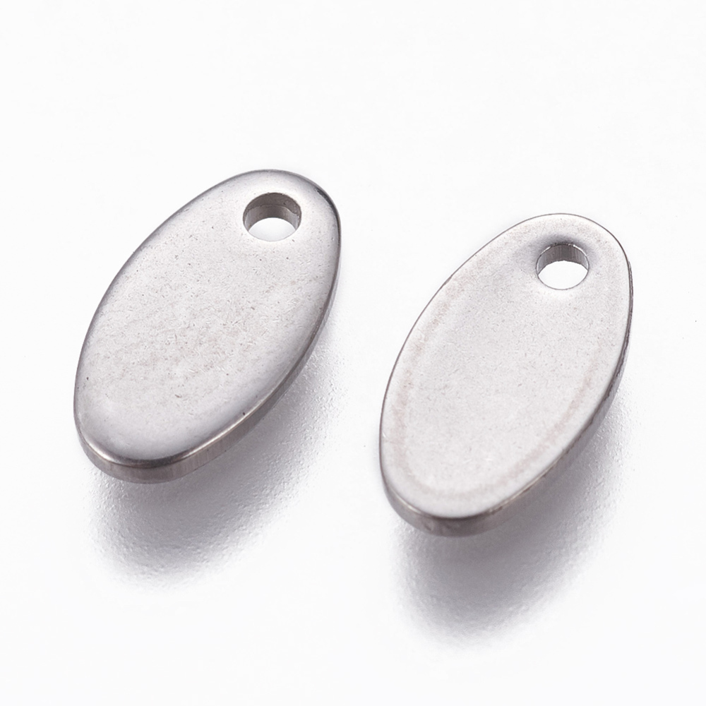 Tag i Stainless steel - Oval, 9x5mm - 2