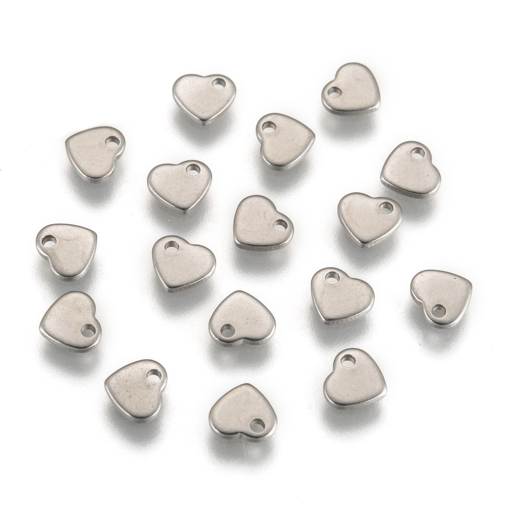 Charm  Stainless steel,  heart 6mm