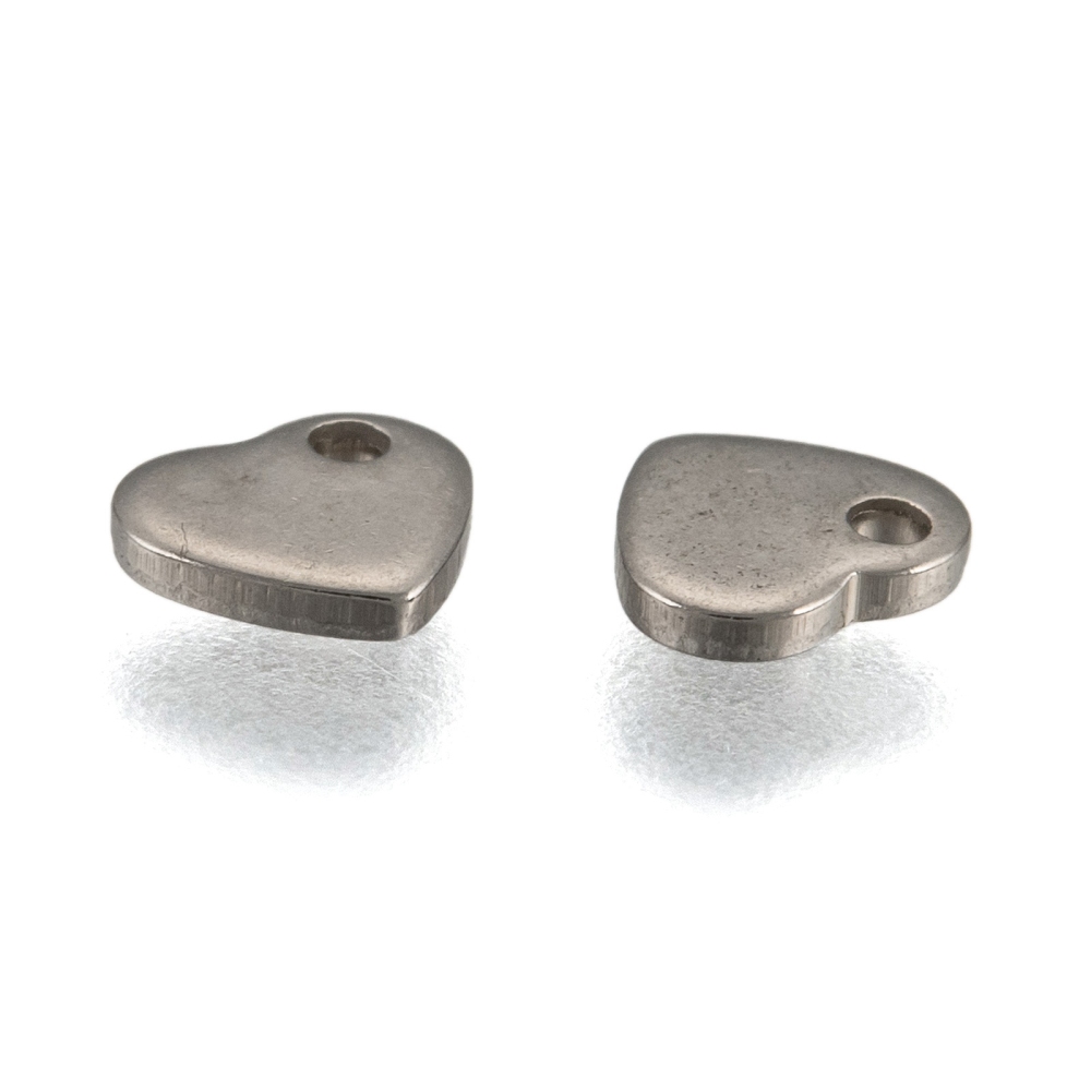 Charm  Stainless steel,  heart 6mm - 2