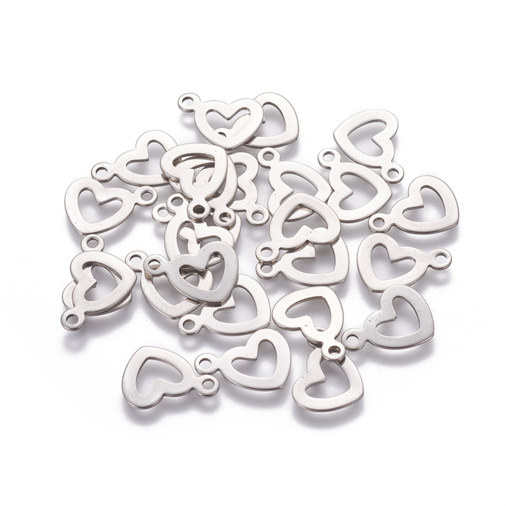 Charm  Stainless steel,  heart frame 15mm - 2