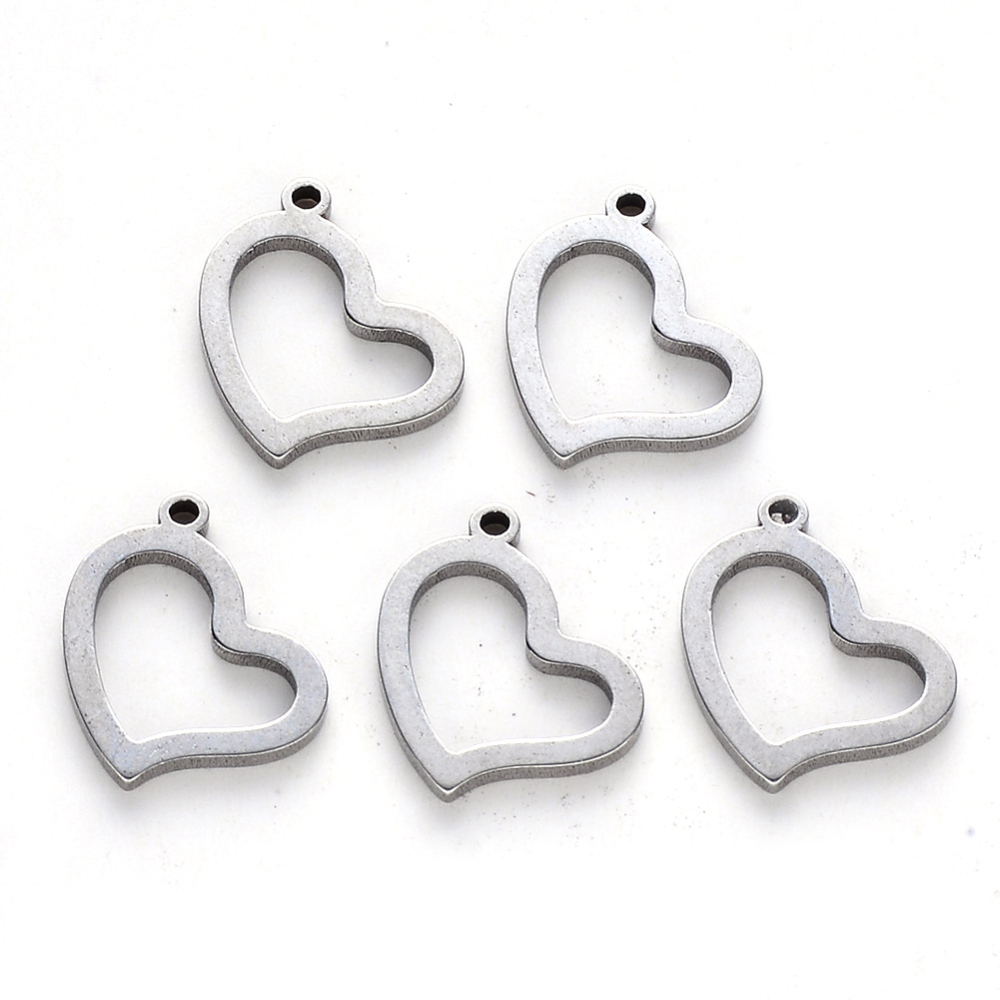 Charm  Stainless steel,  heart frame 13mm - 2