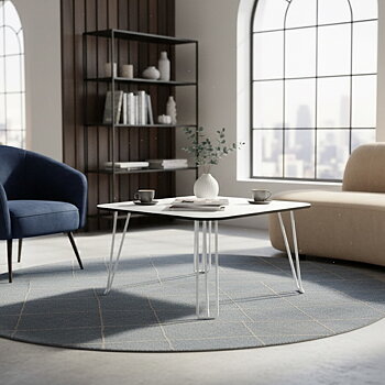 Soffbord 72x72 cm, kompaktlaminat, vita ben