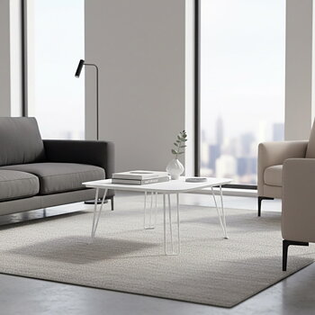 Soffbord 72x72 cm, stål vit