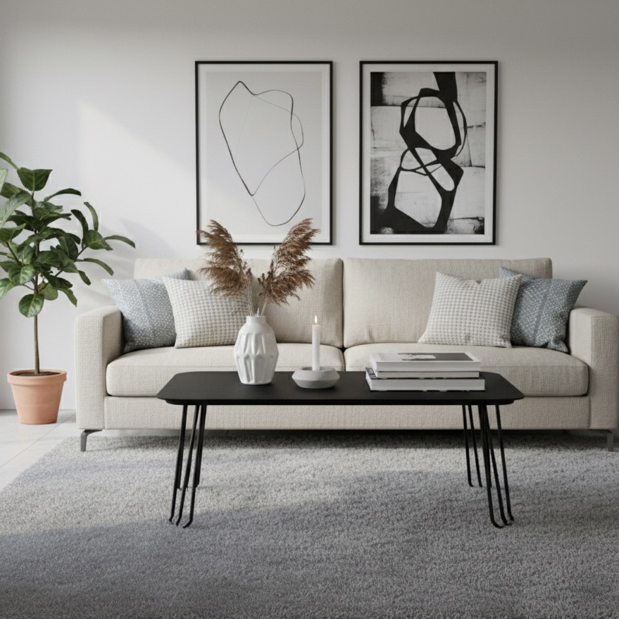 Soffbord 110x55 cm, stål svart