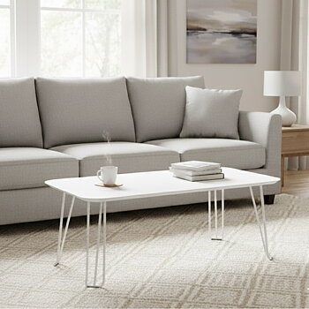 Soffbord 110x55 cm, stål vit