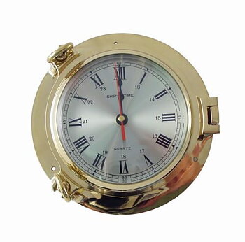 Ship's clock, brass, 14.5 cm .