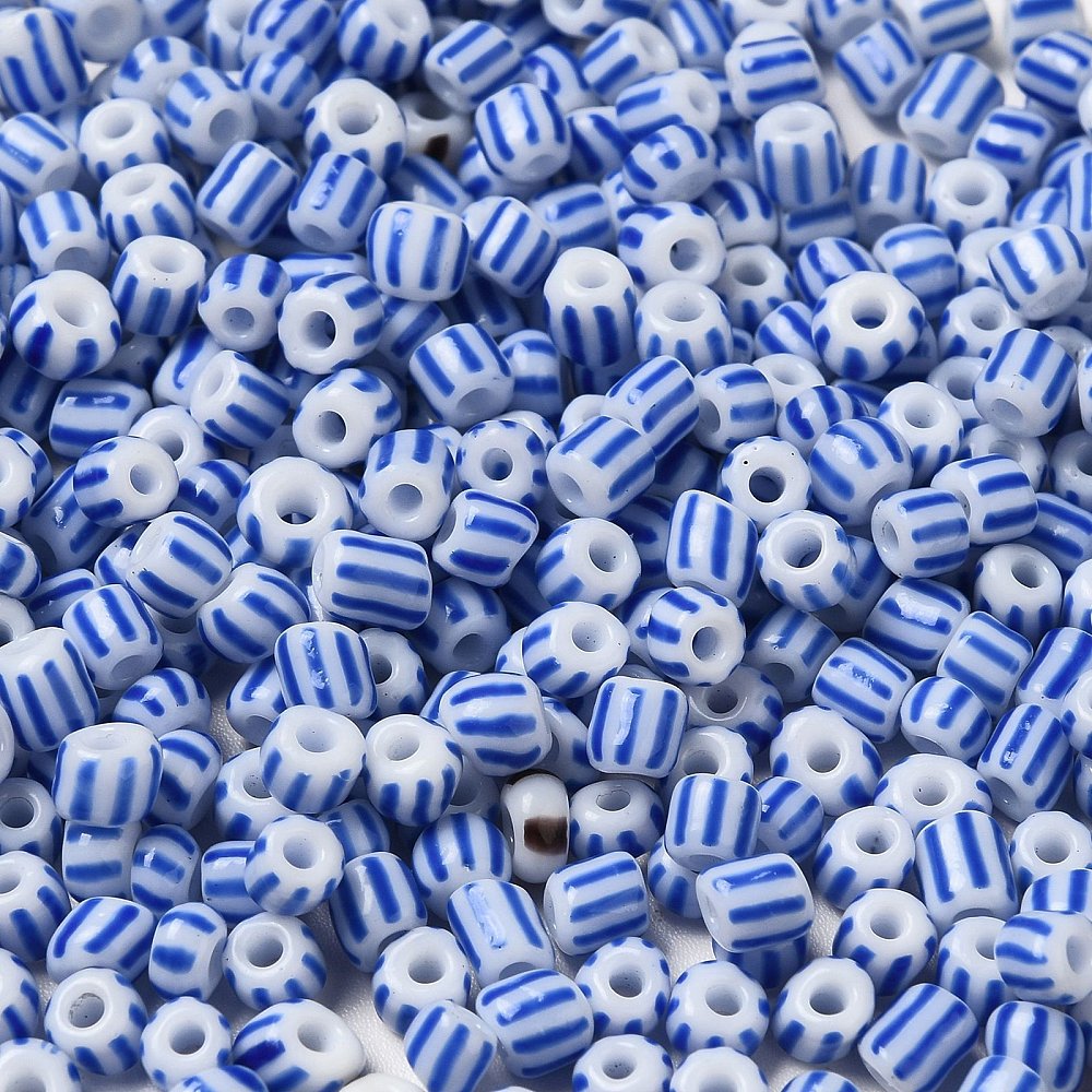 Seedbeads 6/0 blåvitrandig - 3