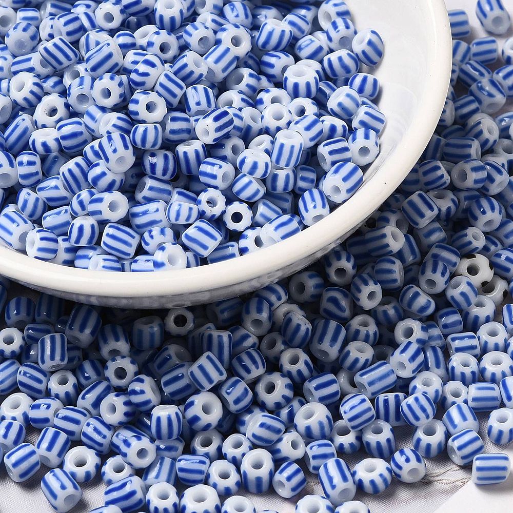 Seedbeads 6/0 blåvitrandig - 4