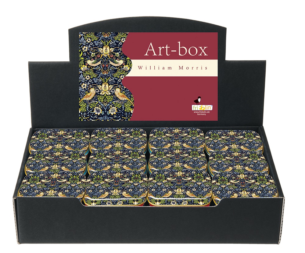 Art-boxes, William Morris, Bordsdisplay med 36 st.