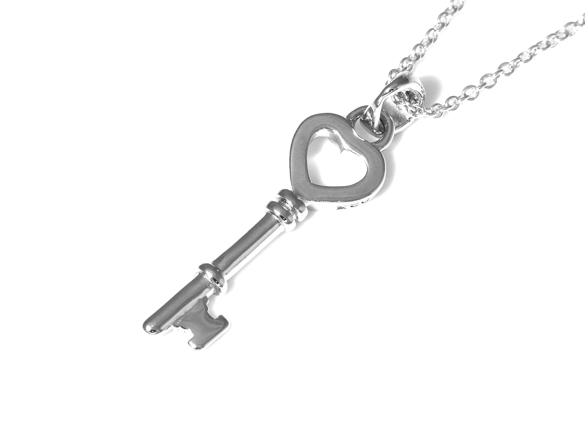 Hjärta Nyckel Halsband i Äkta 925 Silver, Kärleksgåva Hänge, Hjärtan Accessoar, Kärlek Smycke - 3