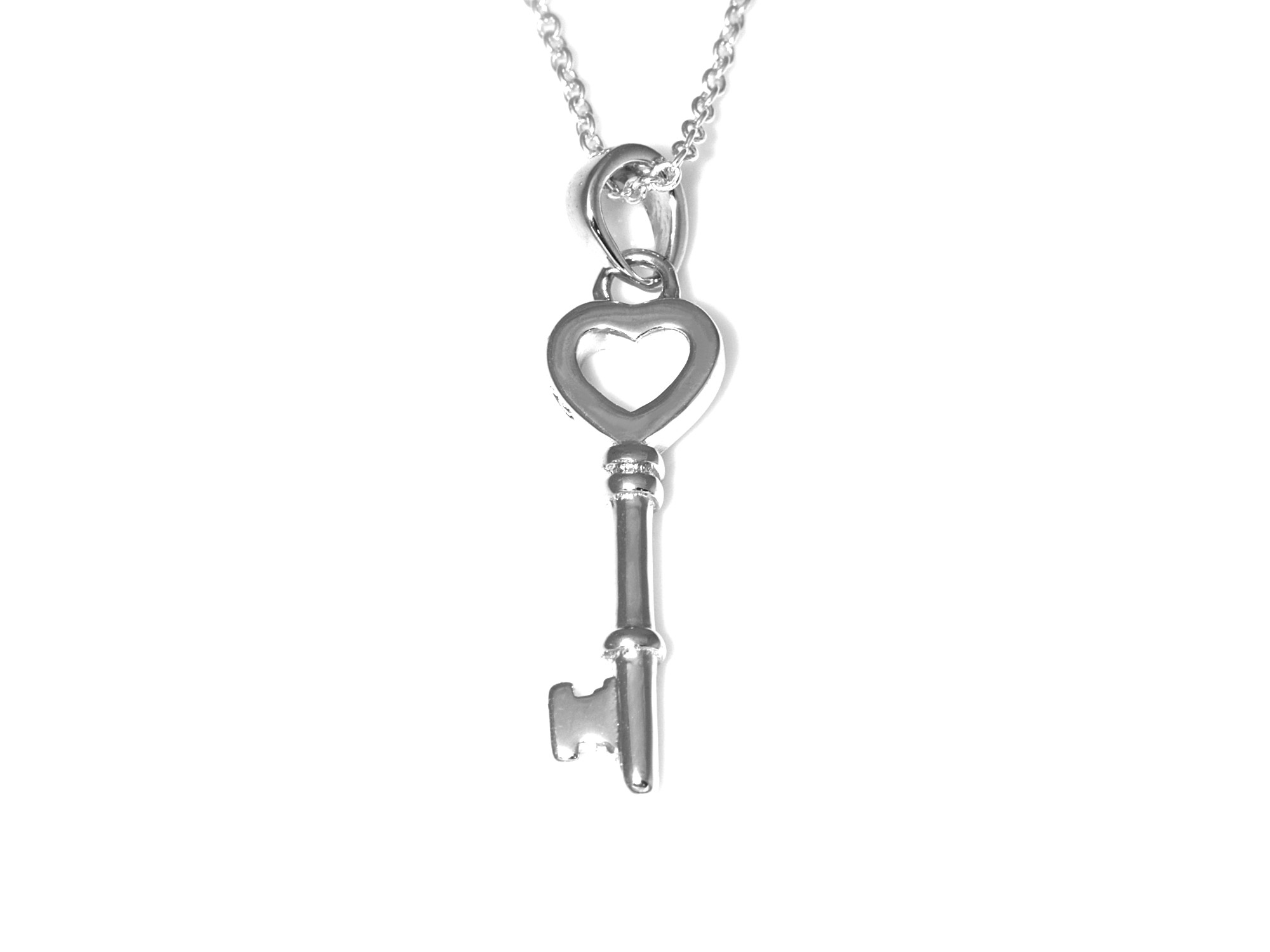 Hjärta Nyckel Halsband i Äkta 925 Silver, Kärleksgåva Hänge, Hjärtan Accessoar, Kärlek Smycke - 2