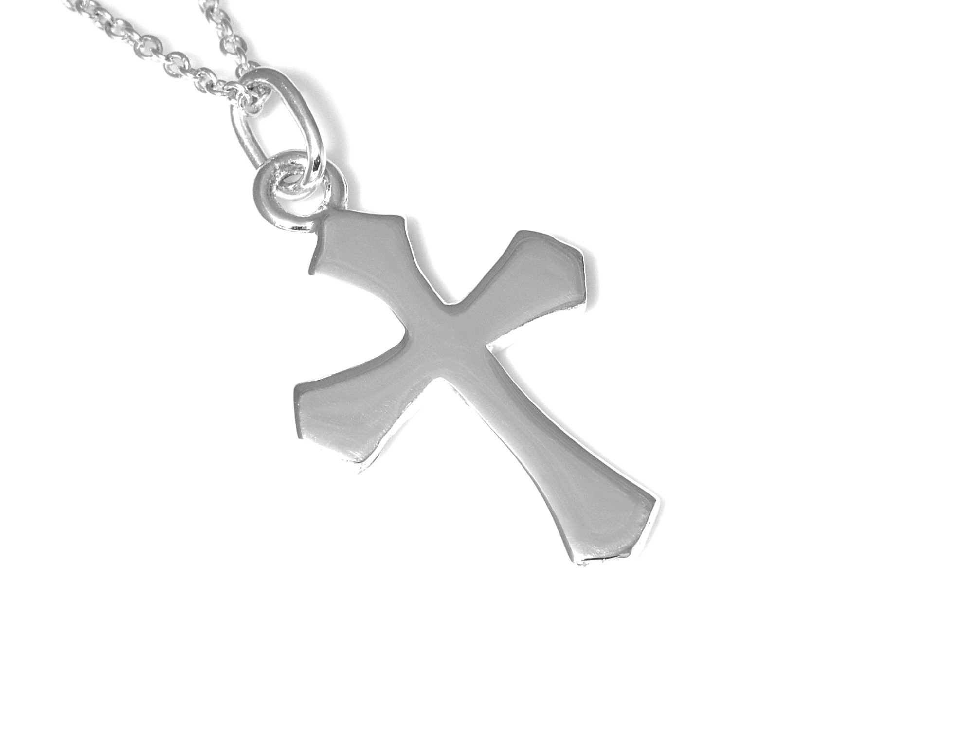 Enkelt Kors Halsband i Äkta 925 Silver, Kristendom Hänge, Dop och Konfirmation Smycke