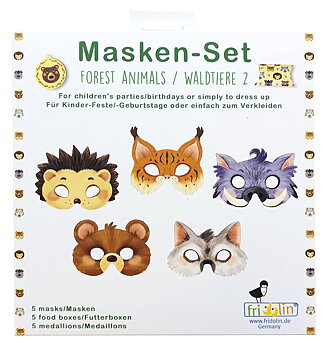 Masker (og skattejagt), Skovens dyr 2, sæt med 5 stk.
