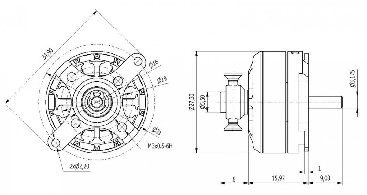 AXI 2204/54 V2 Brushless kv 1380 / 25g - 4