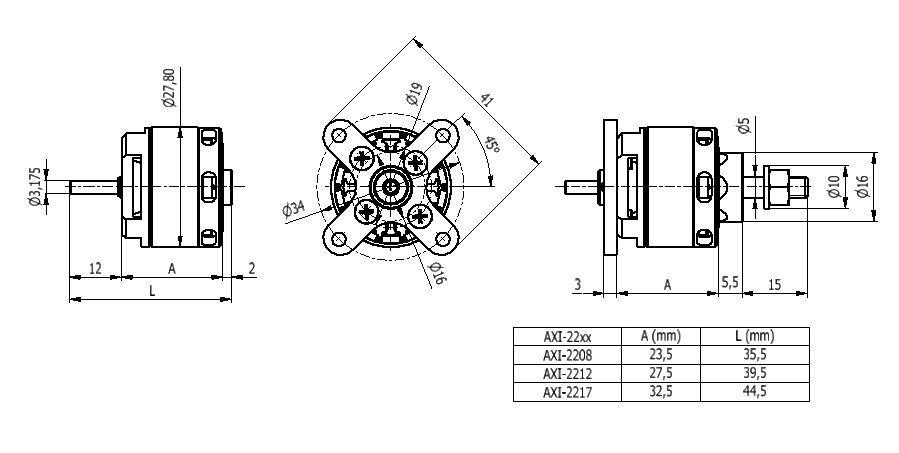 AXI 2217/12 V3 Brushless 1380kv - 6