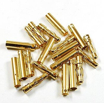 Guldpläterad kontakt 4mm 1st hane / hona 20A