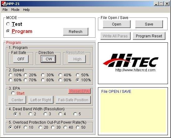 Hitec HPP-21 PLUS Tester and Hitec digital servo programerar - 4