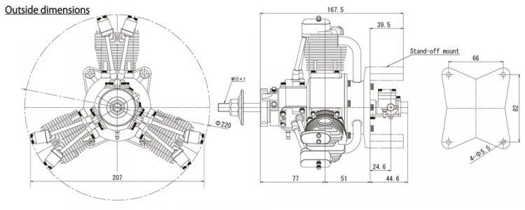 Saito FG 60R3 60cc 4-takts Bensinmotor - 2