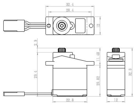 Savöx SH-0255MG Plus Servo 3,9Kg 0,13s Alu Metalldrev Mikro - 3